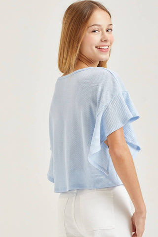 Good Girl |Ruffle Sleeves Loose-fit Crop Top