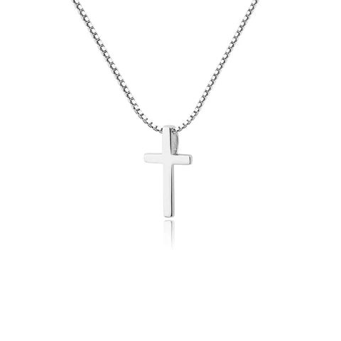 Girls Sterling Silver Cross Charm Necklace