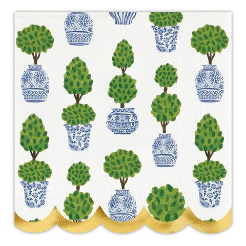 Acrylic Cocktail Napkin Tray + Napkins - Topiaries