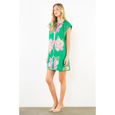 THML | Short Sleeve Floral Print Dress