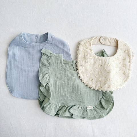 Muslin Cotton Snap Baby Bib (Blue)