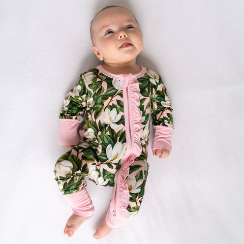 Laree + Co | Magnolia Bamboo Ruffle Convertible Footie