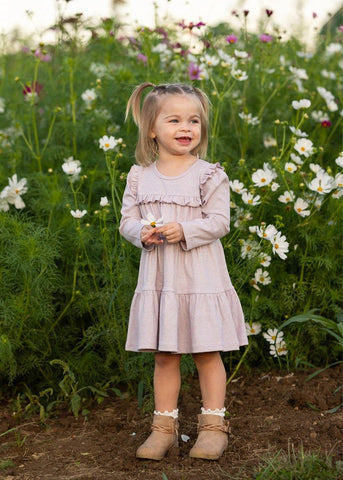 Maggie Long Sleeve Ruffle Yoke Tiered Dress