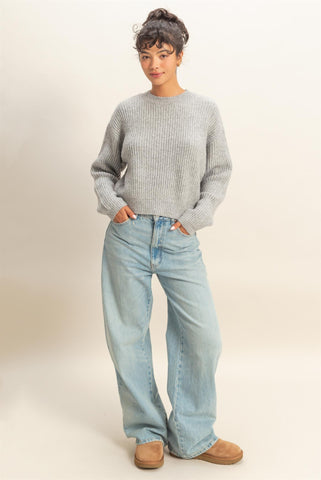 Ribbed Crew Neck Sweater