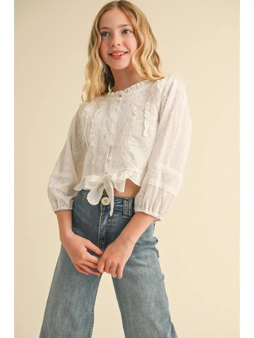 Kids Cropped Button Down Blouse