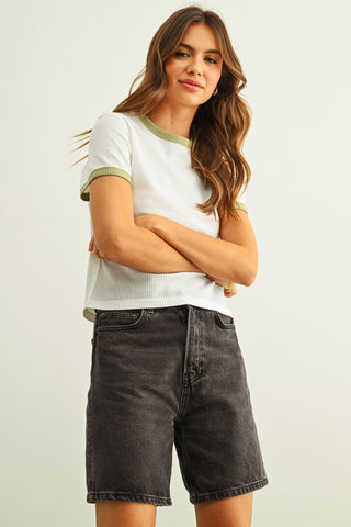 Color Combo Waffle Fabric Top