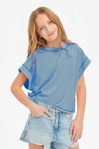 Overlap Open Back Reverse Stitched Top