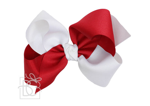 Red & White Crisscross Grosgrain Bow
