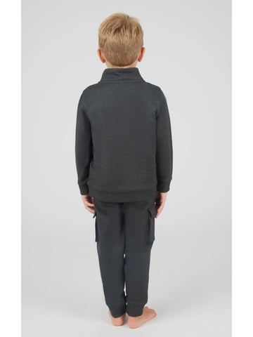 Boys Melange Fleece Half Zip & Jogger Set