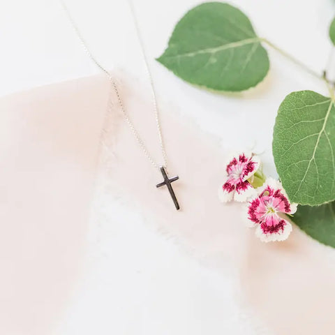 Girls Sterling Silver Cross Charm Necklace