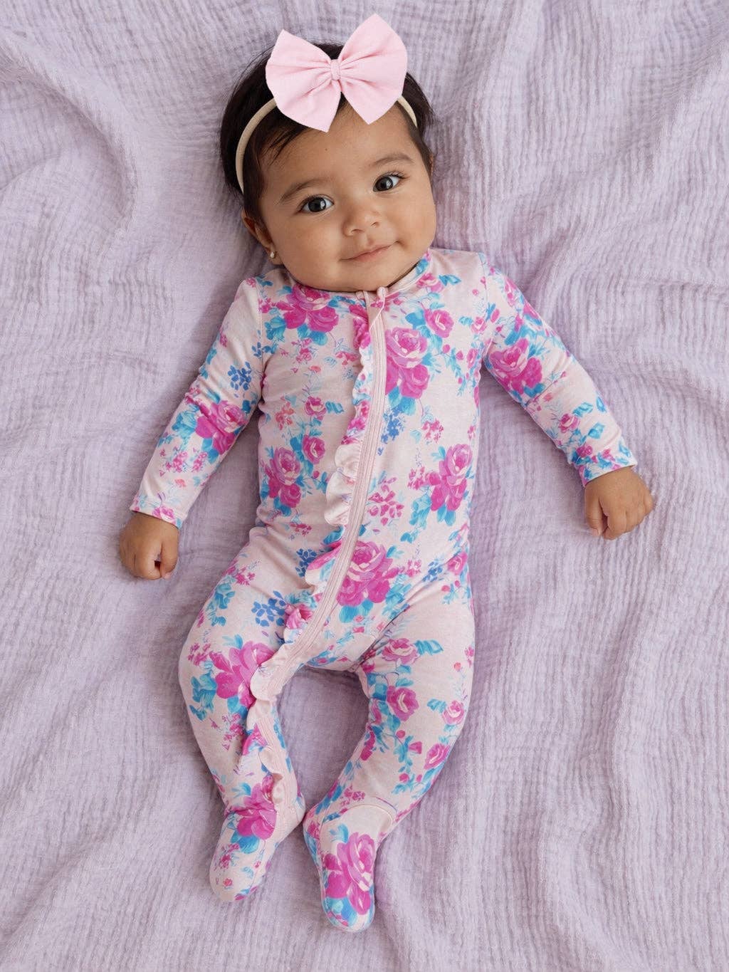 2-Way Zip Ruffle Footie, Garden Secrets