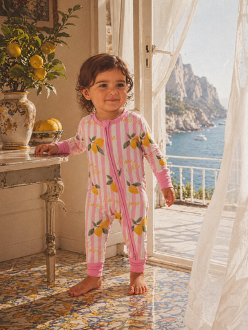 2-Way Zip Romper, Lemon Amore