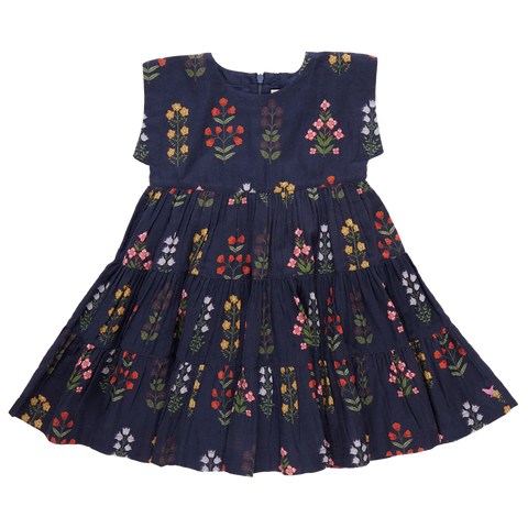 Pink Chicken | Girls Peachy Dress | Navy Field Floral