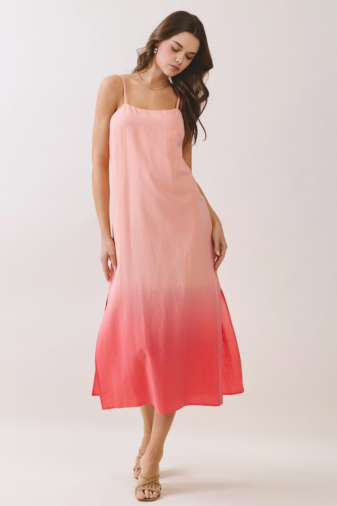 Ombre Pattern Side Slip Midi Dress