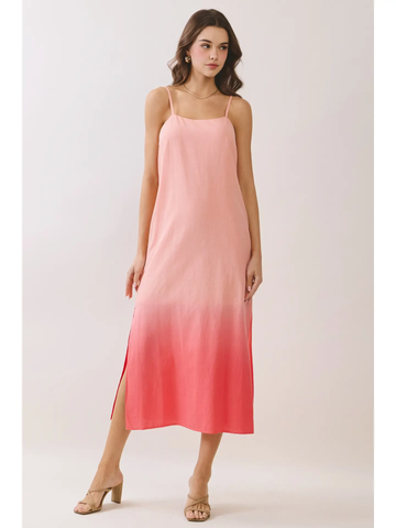 Ombre Pattern Side Slip Midi Dress