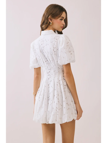 Eyelet Collared Neck Front Button Neck