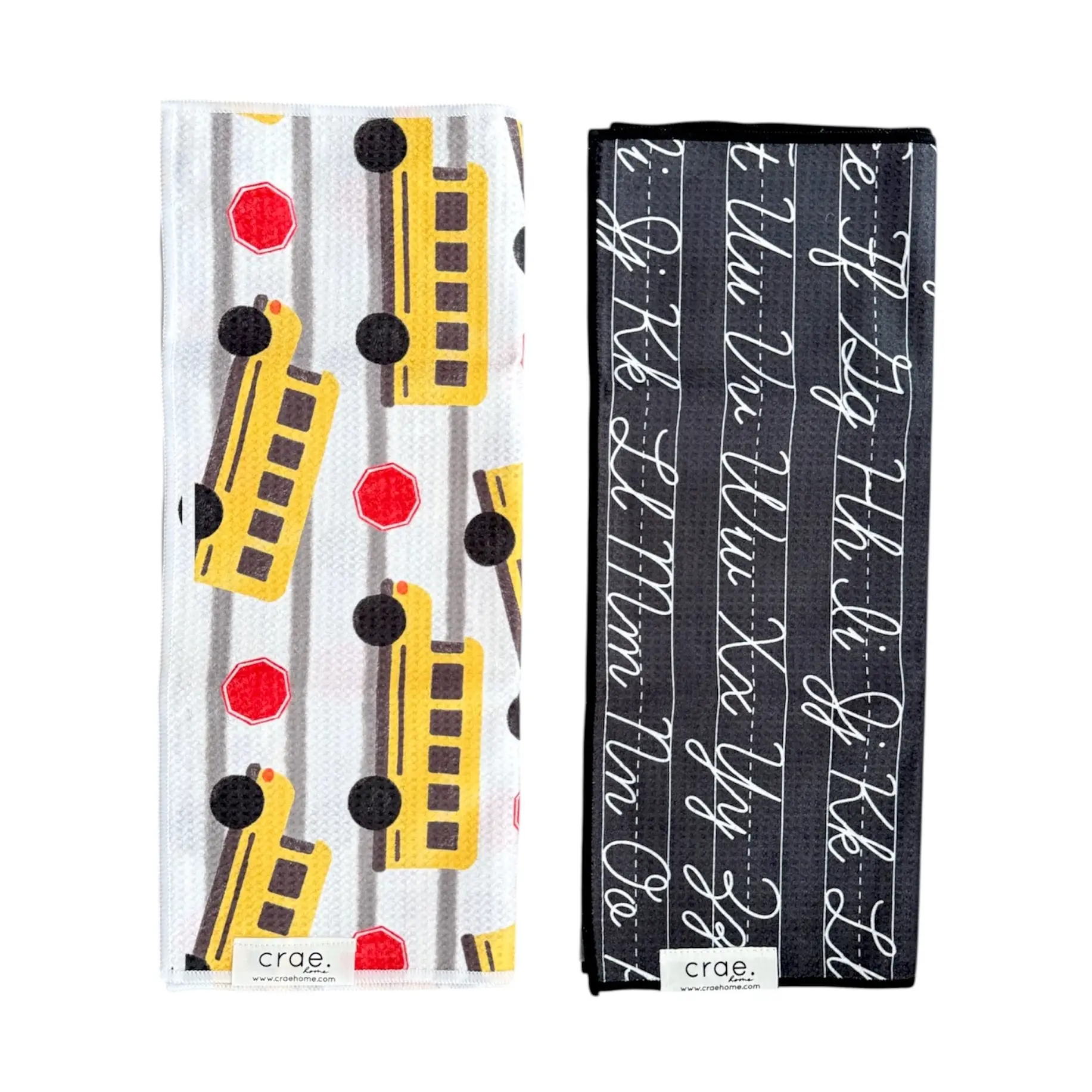 Bus Stop/ Cursive Double Sided Hand Towels