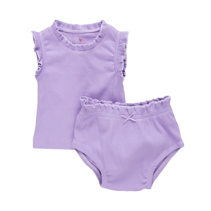 Pink Chicken | Baby Girls Organic Ruffle Rib Set