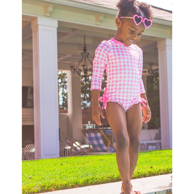 Pink Gingham Ruffle Swimsuit
