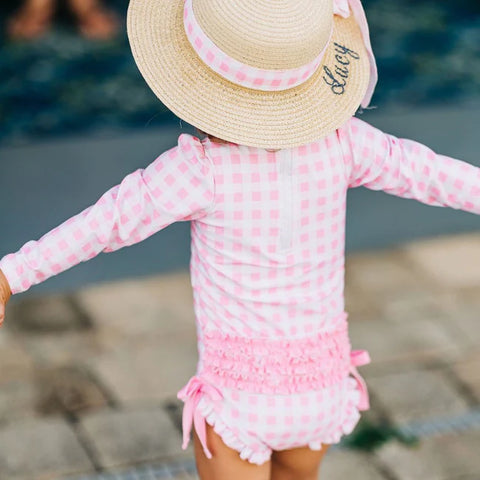 Pink Gingham Ruffle Swimsuit