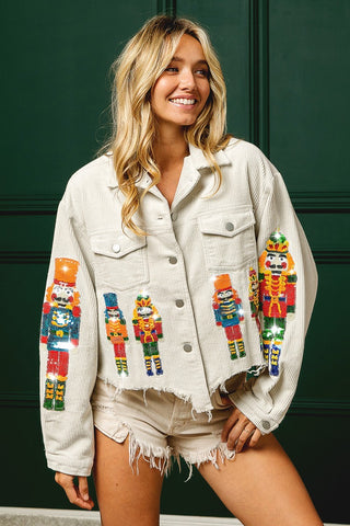 Sequin Nutcracker Christmas Corduroy Jacket
