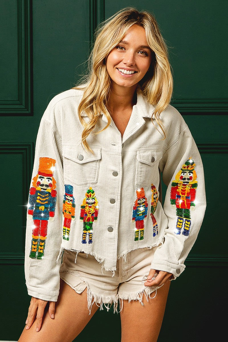 Sequin Nutcracker Christmas Corduroy Jacket