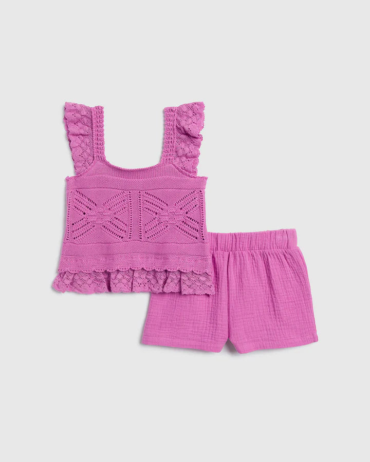 Splendid | Toddler Girls Crochet Sweater Tank Set