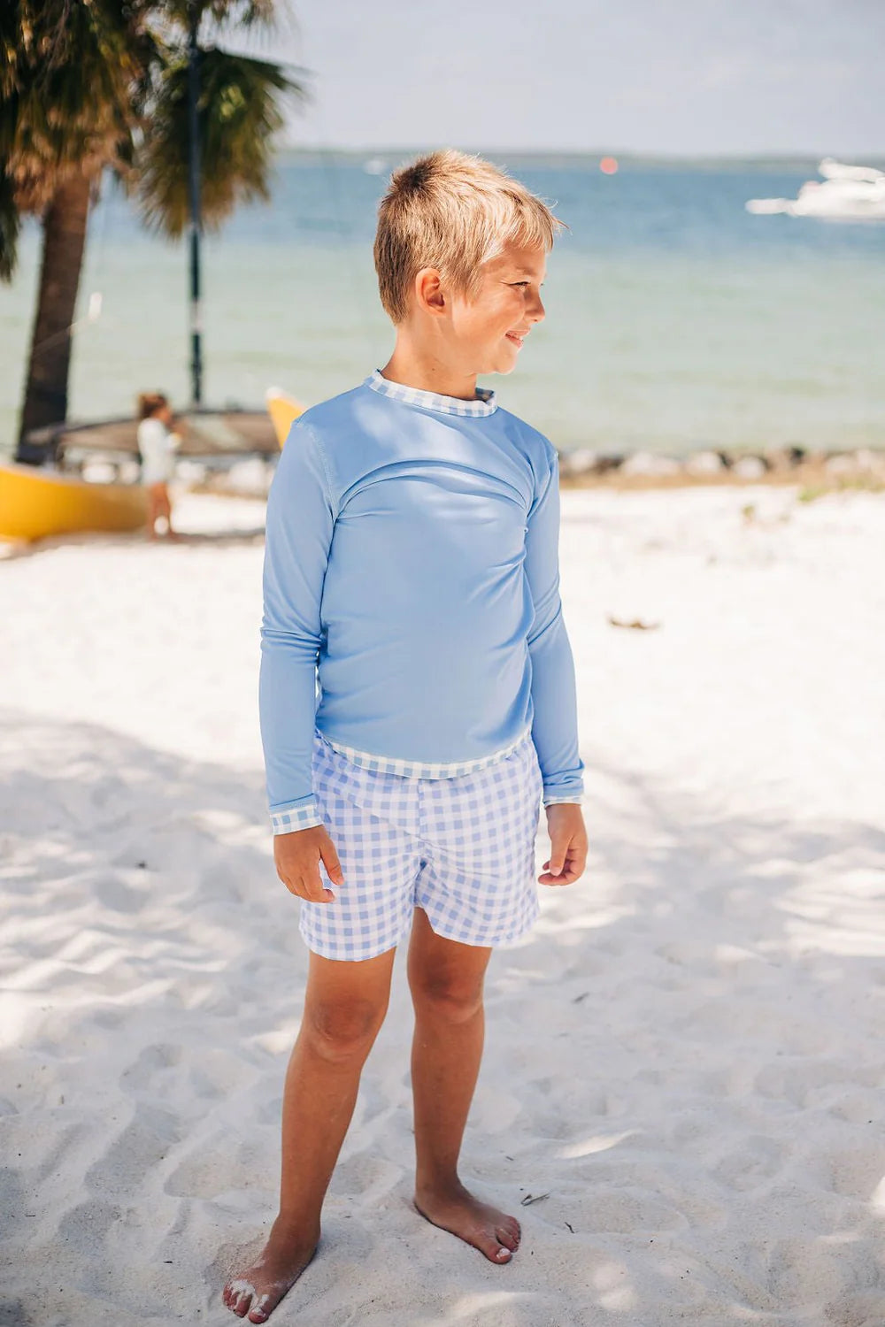 Blue Gingham Boy Swim Set