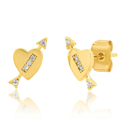 CZ Arrow Heart Stud