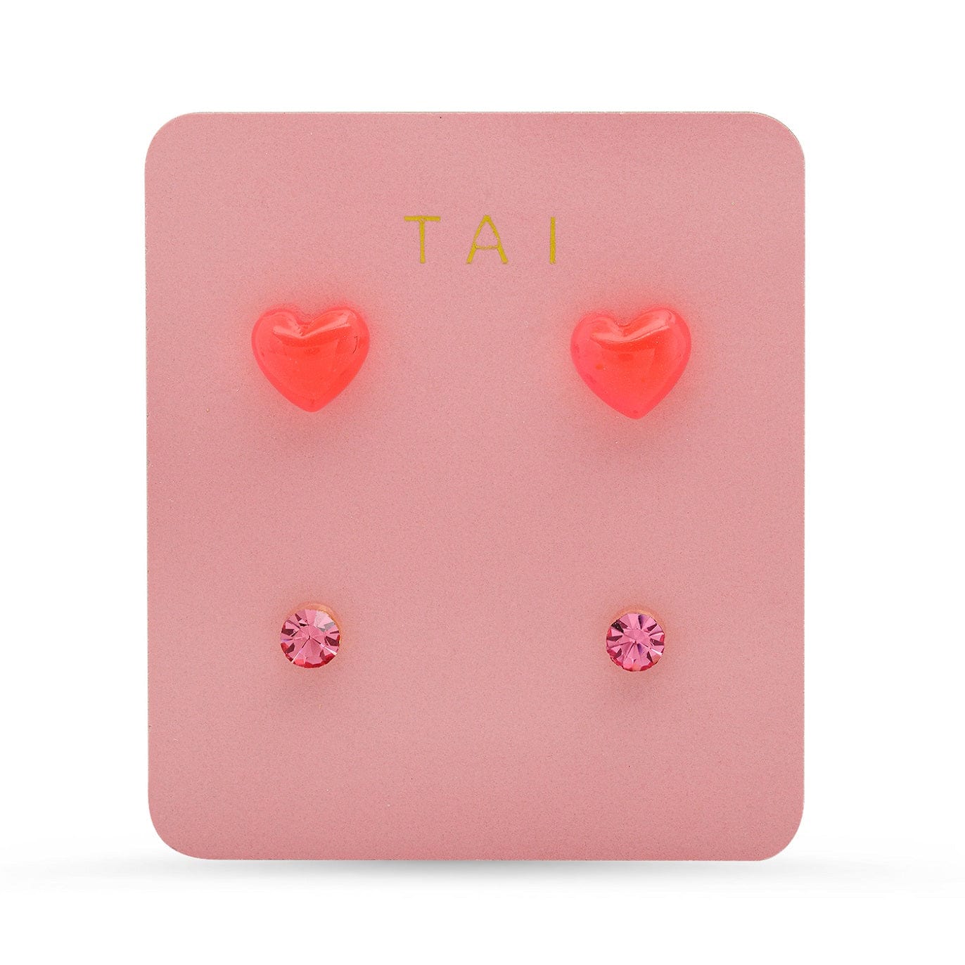 Set of 2 Heart and Round Studs
