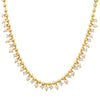 Gold Ball Necklace with CZ and Pearl Stones