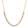 Gold Ball Necklace with Graduated Rainbow CZ Stones