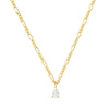 Gold Figaro Chain with Pear Shaped CZ Pendant