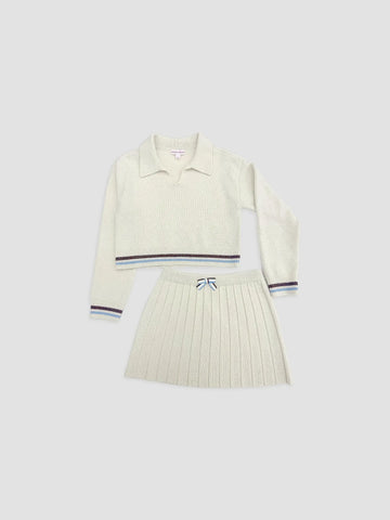 Girl's Polo Sweater & Skirt Set