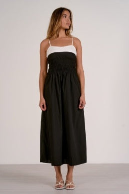 Elan | Maxi Spaghetti Strap Dress in Black/White