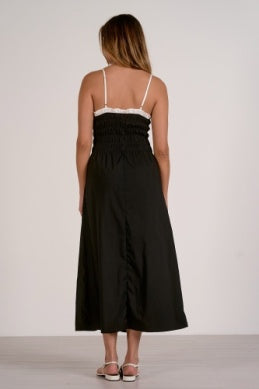 Elan | Maxi Spaghetti Strap Dress in Black/White
