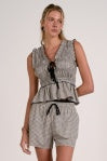 Elan | Sleeveless Peplum Top in Gingham