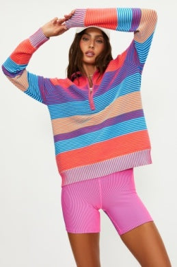 Beach Riot | Lainey Sweater in Vibrant Volley Stripe