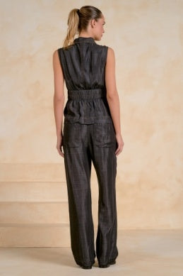 Elan | Cinched Waist Vest in Black Wash