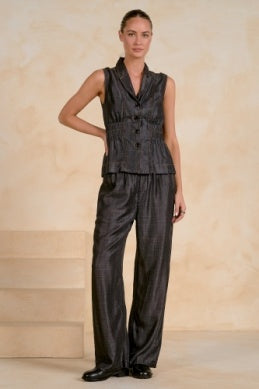 Elan | Cinched Waist Vest in Black Wash