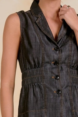 Elan | Cinched Waist Vest in Black Wash