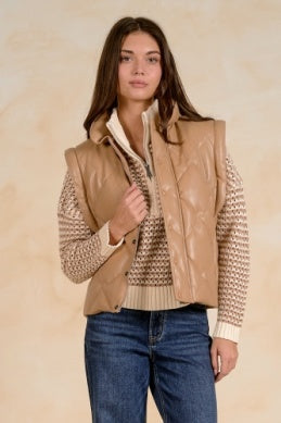 Elan | Quilted Vest in Tan