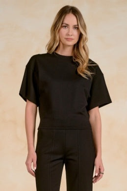Elan | Crewneck Top in Black