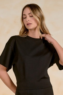 Elan | Crewneck Top in Black