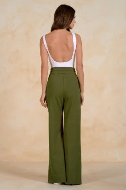 Elan | Drawstring Open Bottom Pant in Olive