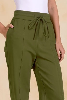 Elan | Drawstring Open Bottom Pant in Olive
