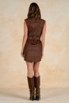 Elan | Sleeveless Elastic Waistband Dress in Chocolate