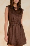Elan | Sleeveless Elastic Waistband Dress in Chocolate