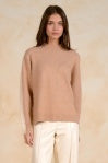 Elan | Long Sleeve Sweater Top in Tan Two Tone
