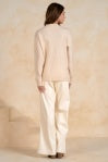 Elan | Long Sleeve Sweater Top in Tan Two Tone
